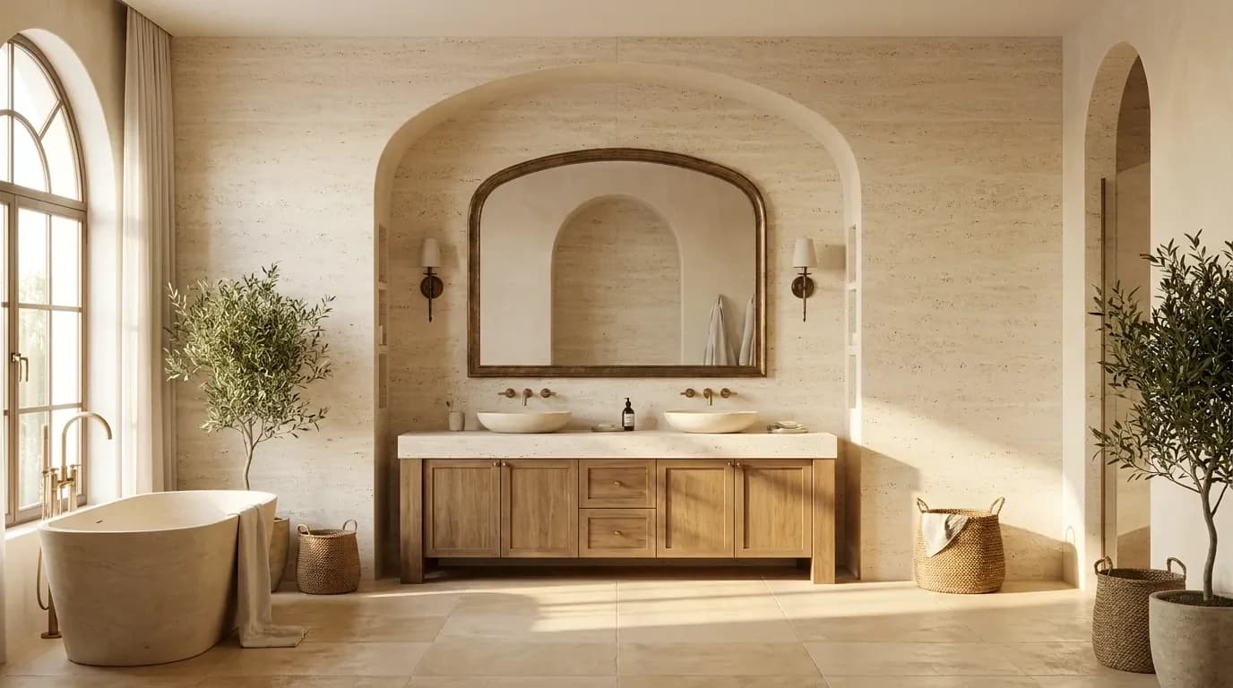 Haven bathroom remodeling in Miami, FL — finished bathroom with custom tile, modern vanity, and glass enclosure
