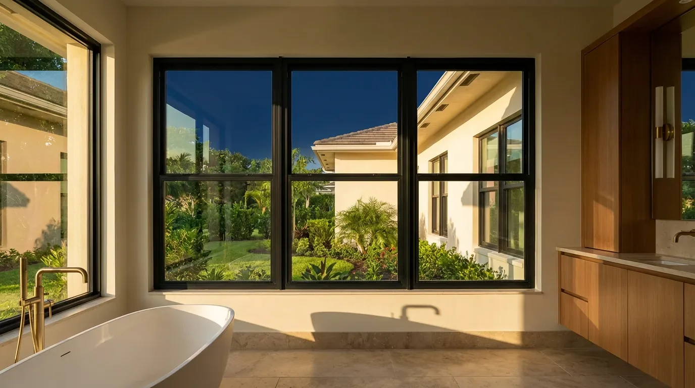 Finished impact window installation — curb appeal meets storm protection Finished impact window installation — curb appeal meets storm protection — Haven Home Remodeling Group, Miami, FL