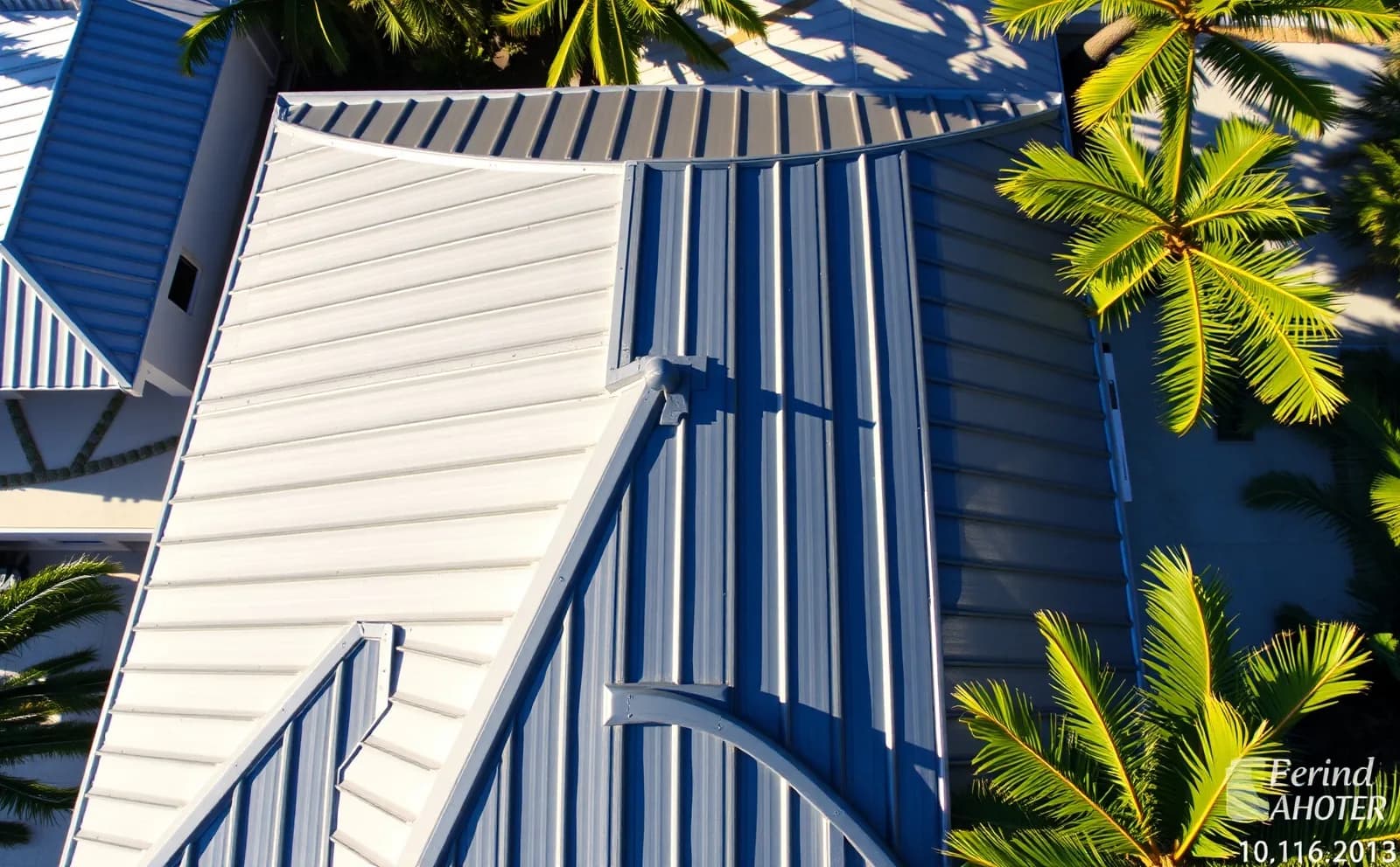 Galvalume standing seam with Kynar coating — Cocoplum estate Haven roofing project in Coral Gables, FL — underlayment and flashing installation detail