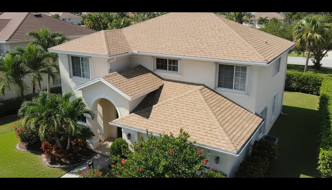 A Haven project manager reviews permit documentation on a tile roof replacement in Miami-Dade — all 1,500+ permits Haven pulls annually are managed entirely in-house. New Shingle Roof Installation in Suburban Miami-Dade — Haven Bathrooms & Kitchens