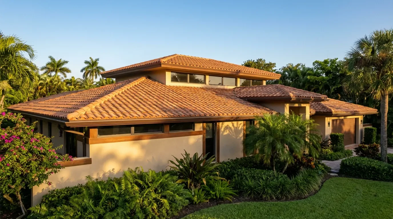 Comparison of tile, metal, and shingle roofing styles on South Florida homes