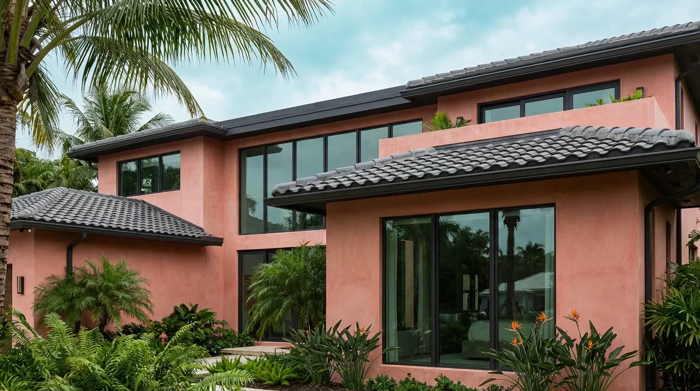 Black EPDM rubber roofing membrane installed on a South Florida flat roof
