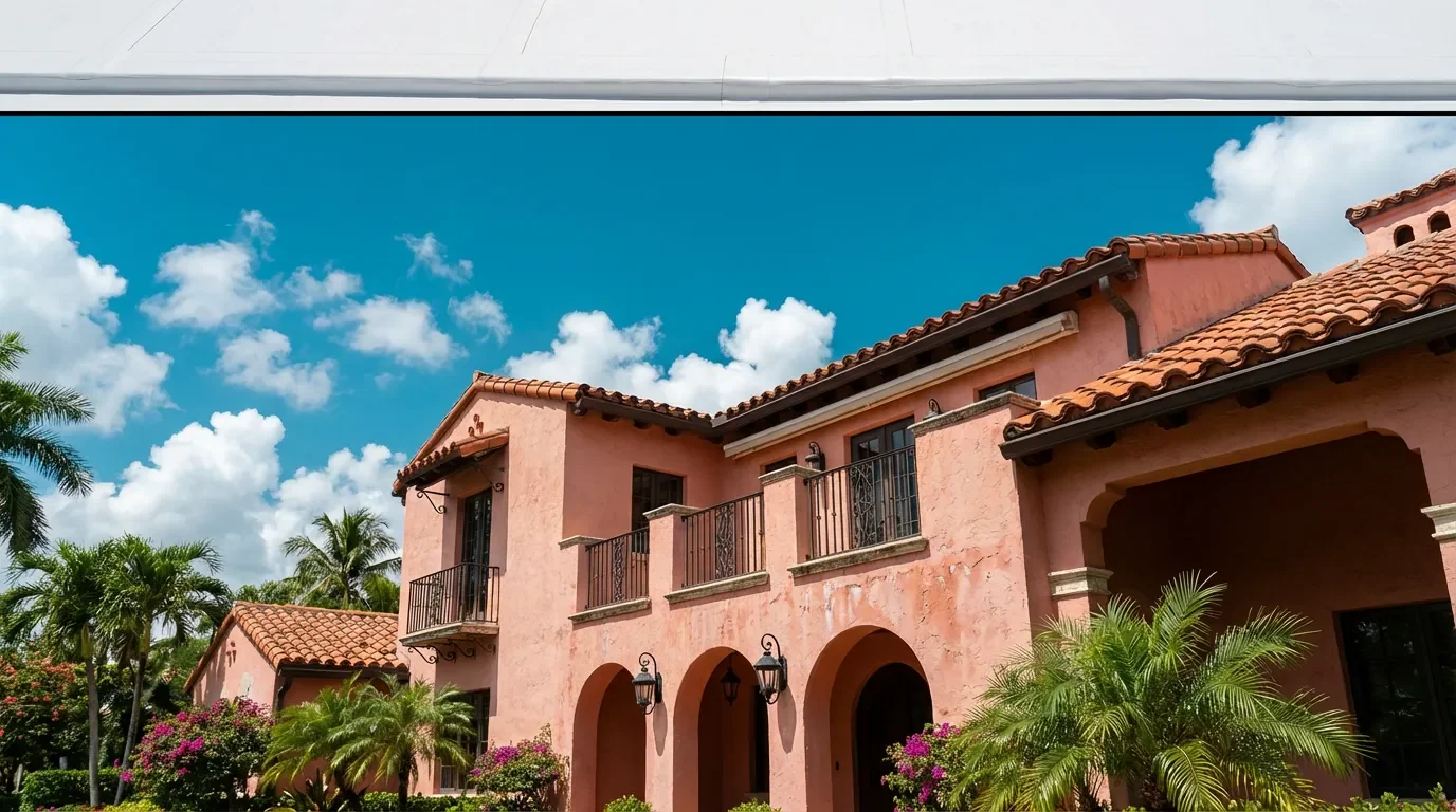 Close-up of a white heat-welded TPO roofing membrane installed on a South Florida flat roof